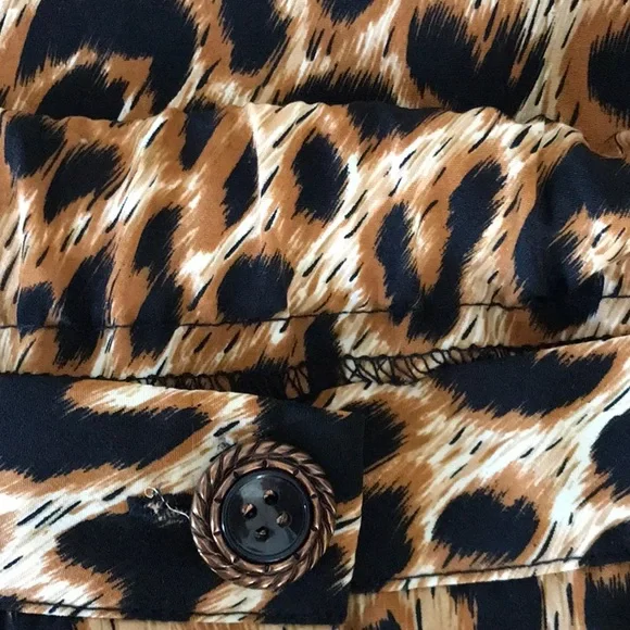 Vintage Voir animal leopard print soft flowy button down skirt elastic w… - Picture 9 of 10